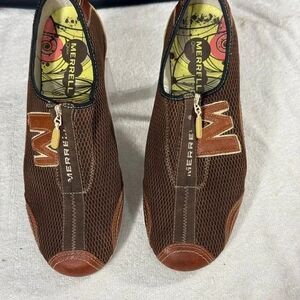 Merrell Brown/Tan/Cream Zip-Up Mesh Women's Nostalgia Sneakers Sz 8